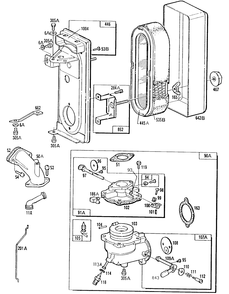 Carburetor Assembly A/C Group Diagram and Parts List for 254422-0342-XX  Briggs and Stratton Engine